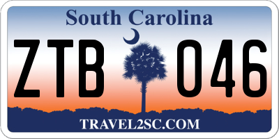 SC license plate ZTB046