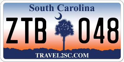 SC license plate ZTB048