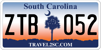 SC license plate ZTB052