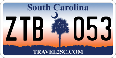 SC license plate ZTB053