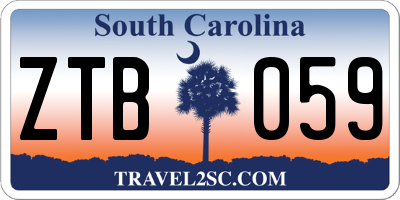 SC license plate ZTB059