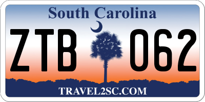 SC license plate ZTB062
