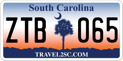 SC license plate ZTB065