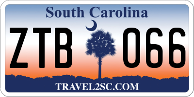 SC license plate ZTB066