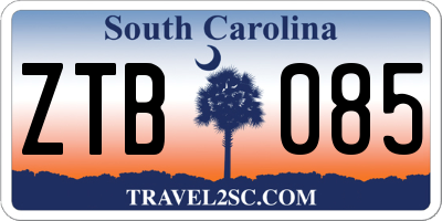 SC license plate ZTB085