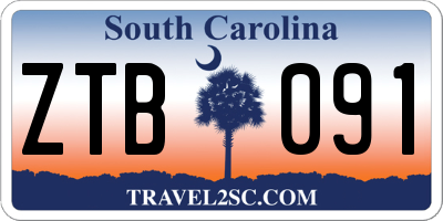 SC license plate ZTB091
