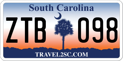 SC license plate ZTB098