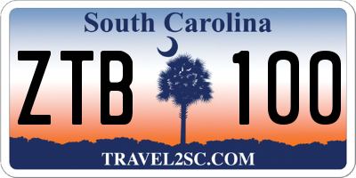SC license plate ZTB100