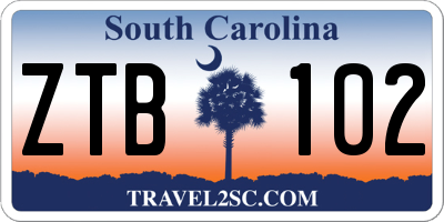 SC license plate ZTB102