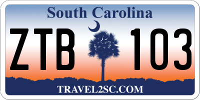SC license plate ZTB103
