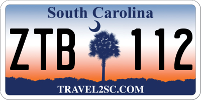 SC license plate ZTB112