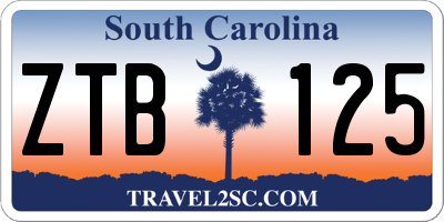 SC license plate ZTB125