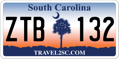 SC license plate ZTB132