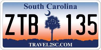 SC license plate ZTB135