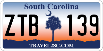 SC license plate ZTB139