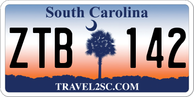 SC license plate ZTB142