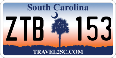 SC license plate ZTB153