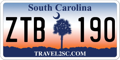 SC license plate ZTB190