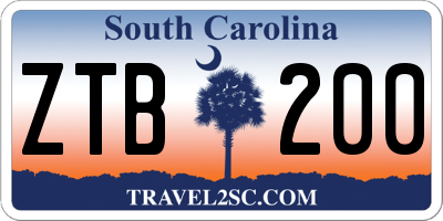 SC license plate ZTB200