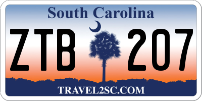 SC license plate ZTB207