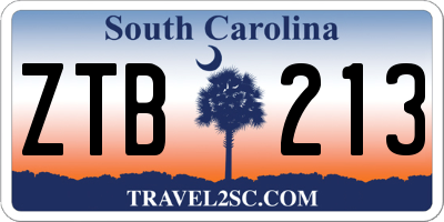 SC license plate ZTB213
