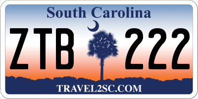 SC license plate ZTB222