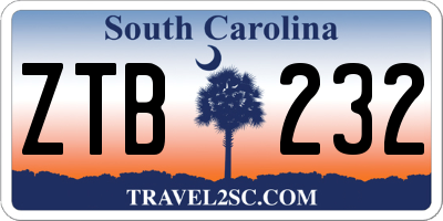 SC license plate ZTB232