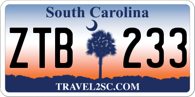 SC license plate ZTB233