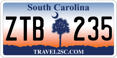 SC license plate ZTB235