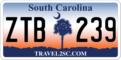 SC license plate ZTB239