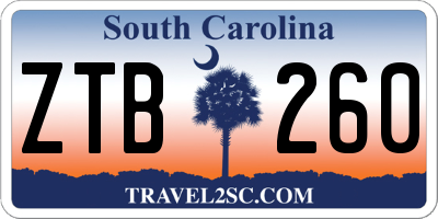 SC license plate ZTB260