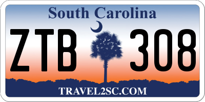 SC license plate ZTB308