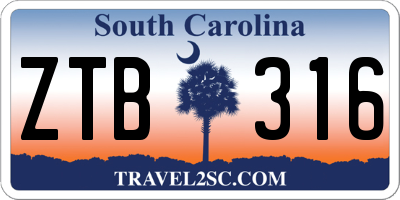 SC license plate ZTB316