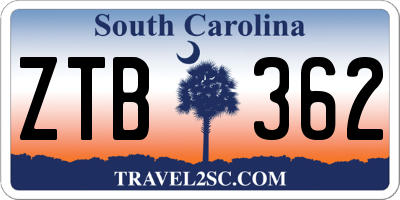 SC license plate ZTB362