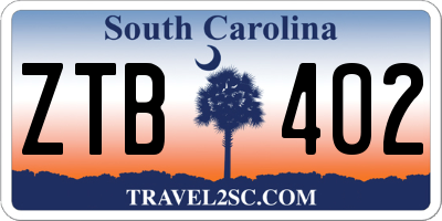 SC license plate ZTB402