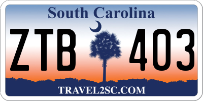 SC license plate ZTB403