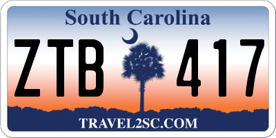 SC license plate ZTB417