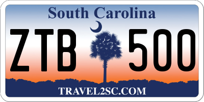 SC license plate ZTB500