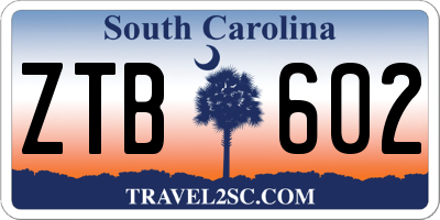 SC license plate ZTB602
