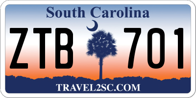 SC license plate ZTB701