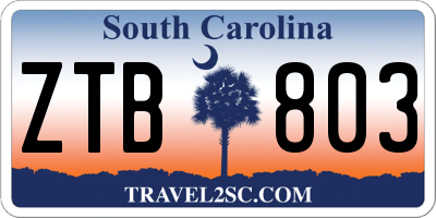 SC license plate ZTB803