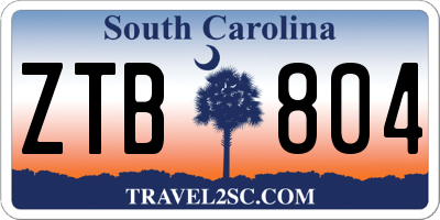 SC license plate ZTB804
