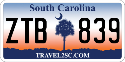 SC license plate ZTB839