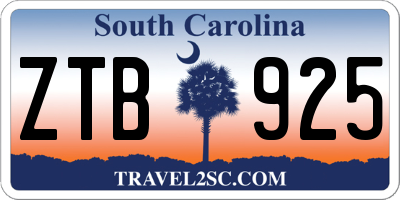SC license plate ZTB925