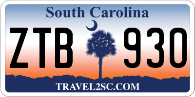 SC license plate ZTB930