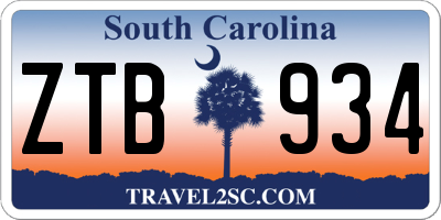 SC license plate ZTB934