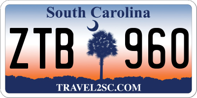 SC license plate ZTB960