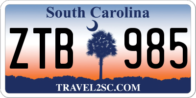 SC license plate ZTB985