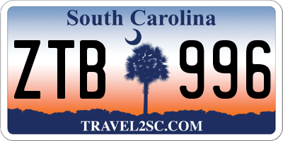 SC license plate ZTB996