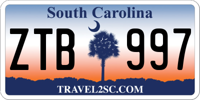 SC license plate ZTB997